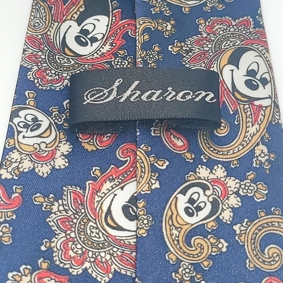 Mickey Mouse red Blue Paisley Men's Tie - Picture 2 of 2